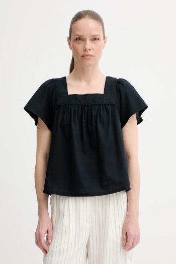 Blúzka s prímesou ľanu Levi's AMBRE BABYDOLL TANK čierna farba, jednofarebná, 001SB