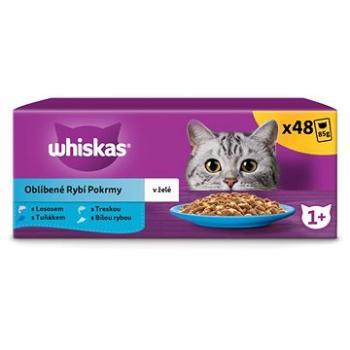 Whiskas kapsičky Obľúbené Rybie pokrmy v želé pre dospelé mačky  48× 85 g (8410136025884)