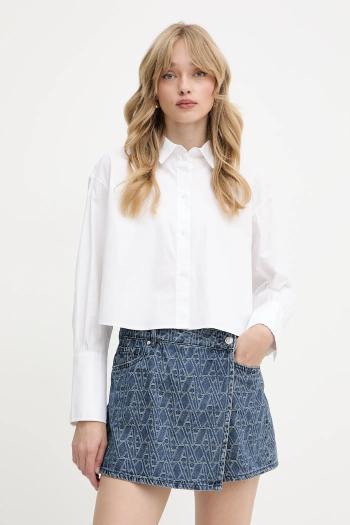 Bavlnená košeľa Armani Exchange biela farba, voľný strih, s klasickým golierom, XW000494 AF12812
