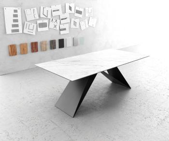 Jedálenský stôl Edge 200x100cm Laminam® keramický biely podstavec