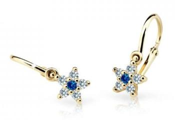 Cutie Jewellery Trblietavé detské náušnice zo žltého zlata C2118-10-X-1 modrá