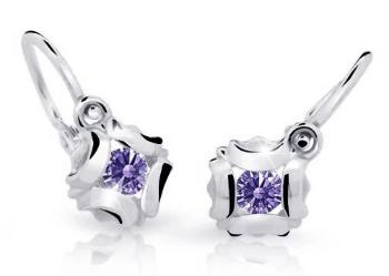 Cutie Jewellery Slušivé detské náušnice z bieleho zlata C2216-10-X-2 fialová