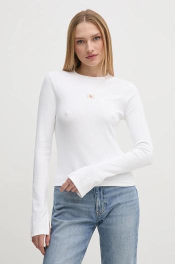 Tričko s dlhým rukávom Calvin Klein Jeans dámske, biela farba, J20J224760