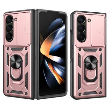 RING CAMERA Kryt s držiakom pre Samsung Galaxy Z Fold5 5G ružový