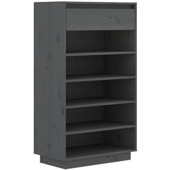 Skrinka na topánky sivá 60 × 34 × 105 cm masívne borovicové drevo, 813552