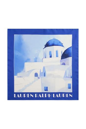 Hodvábna šatka Lauren Ralph Lauren modrá farba, vzorovaná, 454980724