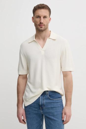 Polo tričko Tommy Hilfiger pánske, béžová farba, jednofarebné, UM0UM03528