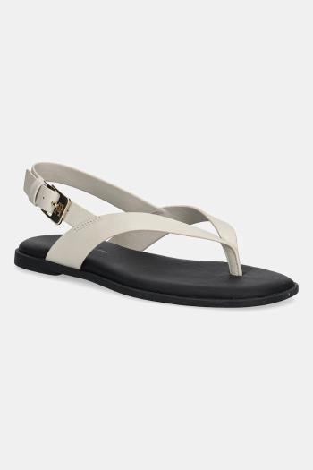 Kožené sandále Tommy Hilfiger COLOR BLOCK THONG FLAT SANDAL béžová farba, FW0FW08883