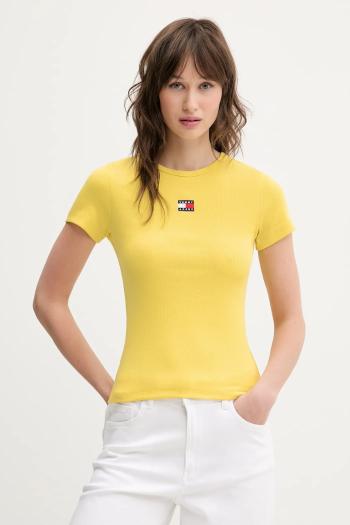 Tričko Tommy Jeans dámsky, žltá farba
