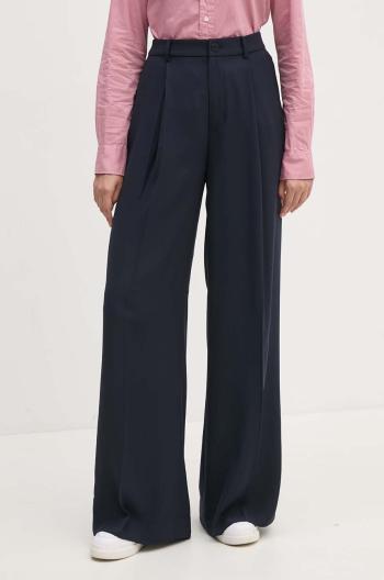Nohavice Lauren Ralph Lauren dámske, tmavomodrá farba, rovné, vysoký pás, 200908891