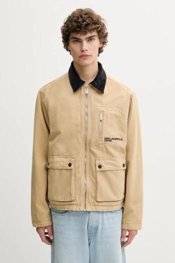 Bavlnená bunda Karl Lagerfeld Jeans béžová farba, zimná, A3M14058