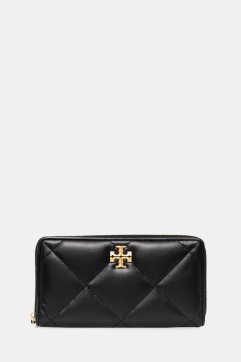 Kožená peňaženka Tory Burch Kira Diamond Quilt čierna farba, 154989-001