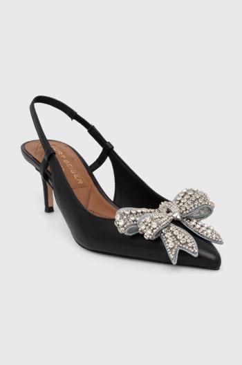 Kožené lodičky Kurt Geiger London Belgravia Bow Sling čierna farba, 621700109