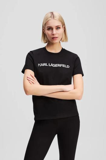 Bavlnené tričko Karl Lagerfeld dámske, čierna farba, A3W17102