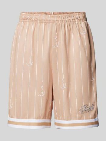 Karl Kani Small Varsity Logo Pinstripe Mesh Shorts sand/white - S