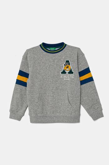 Detská mikina United Colors of Benetton šedá farba, vzorovaná, 32N4C10JF