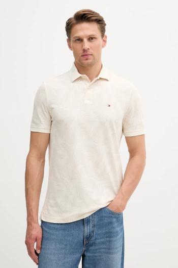 Bavlnené polo tričko Tommy Hilfiger béžová farba, vzorované, MW0MW40680
