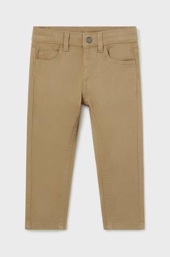 Detské bavlnené nohavice Mayoral slim fit basic béžová farba, jednofarebné, 563