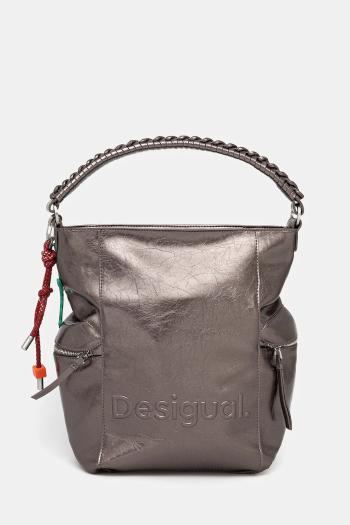Kabelka Desigual HALF LOGO ARICA DARK SILVE strieborná farba, 25WAKP28