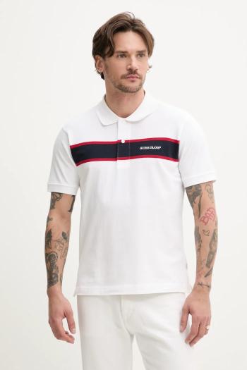Bavlnené polo tričko Guess Jeans pánske, biela farba, s nášivkou, M5GP29 KCJV1