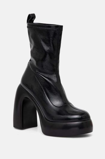 Členkové topánky Karl Lagerfeld ASTRAGON HI dámske, čierna farba, na podpätku, KL33760