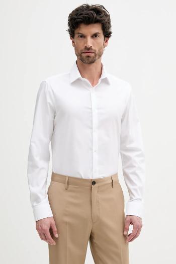 Košeľa Calvin Klein biela farba, slim, s klasickým golierom, LV019EU017