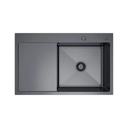 VELAZO Oceľový kuchynský drez 78 x 49 PVD grafit s odkvapkávačom vľavo, Velazo VELAZ7849RB