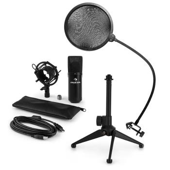 Auna MIC-900B V2, USB mikrofónová sada, kondenzátorový mikrofón + pop-filter + stolný statív