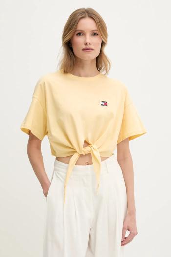Bavlnené tričko Tommy Jeans dámske, žltá farba, DW0DW20321