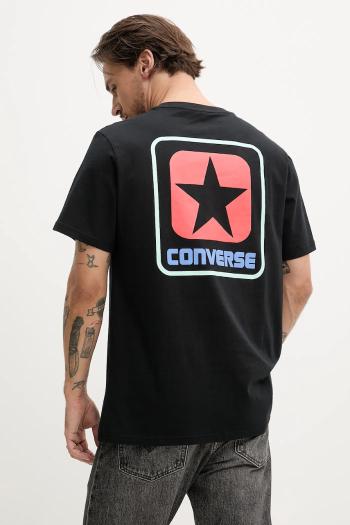 Bavlnené tričko Converse pánske, čierna farba, s potlačou, 10027993-A01