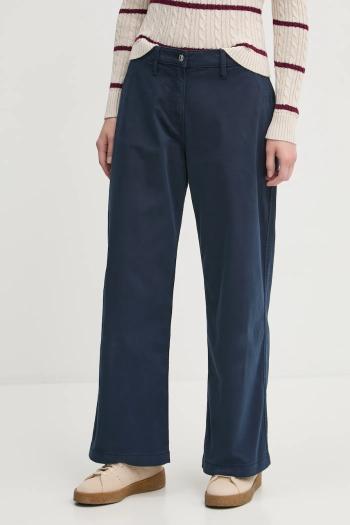 Nohavice Tommy Jeans dámske, tmavomodrá farba, široké, stredne vysoký pás, DW0DW20181