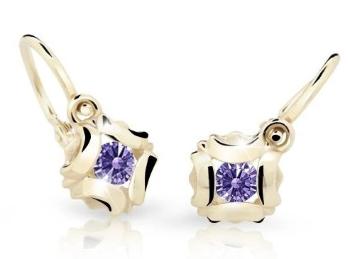 Cutie Jewellery Slušivé detské náušnice zo žltého zlata C2216-10-X-1 fialová