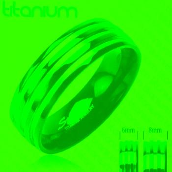 Titánová obrúčka - s troma  pruhmi striebornej farby, čierny - Veľkosť: 55 mm