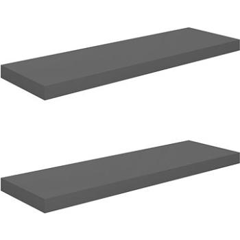 Shumee plávajúce nástenné 2 ks sivé vysoký lesk 80×23,5×3,8 cm, 323794