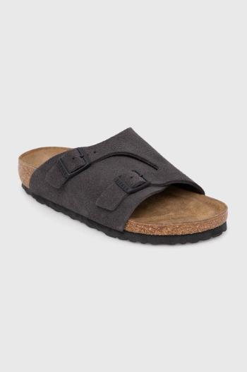 Semišové šľapky Birkenstock Zürich dámske, šedá farba, 1028547