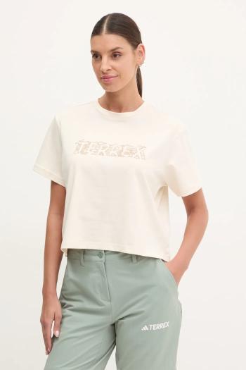 Tričko adidas TERREX Wild dámske, béžová farba, JI9155