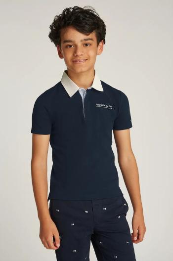 Detské polo tričko Tommy Hilfiger čierna farba, jednofarebný, KB0KB09332
