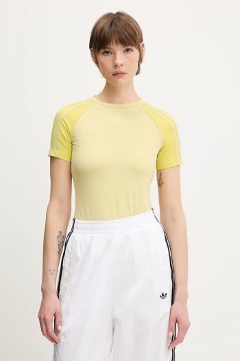 Tričko adidas Originals 3-Stripes dámske, žltá farba, JC6679