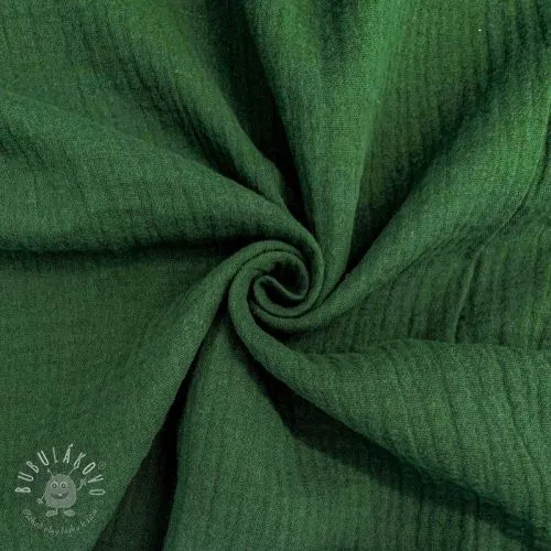 Dvojitá gázovina/mušelín dark green ORGANIC