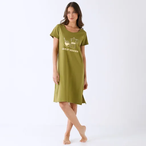 Nočná košeľa s potlačou café et douceur