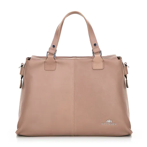 Dámska kožená nákupná kabelka dvojkomorová béžová 100-4E-804-9