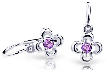 Cutie Jewellery Detské náušnice z bieleho zlata C2013-10-X-2 fialová