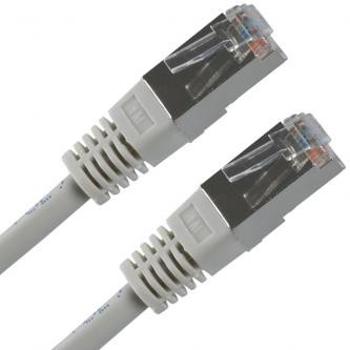 Síťový LAN kábel FTP patchcord, Cat.5e, RJ45 samec - RJ45 samec, 15 m, tienený, sivý, economy