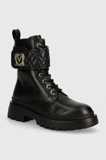 Kožené workery Love Moschino dámske, čierna farba, na plochom podpätku, JA24175G1LIA0000