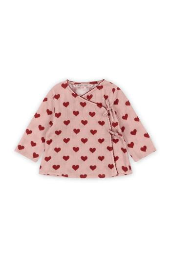 Bavlnená blúzka pre bábätká Konges Sløjd COCO BLOUSE GOTS ružová farba, vzorovaná, KS101460