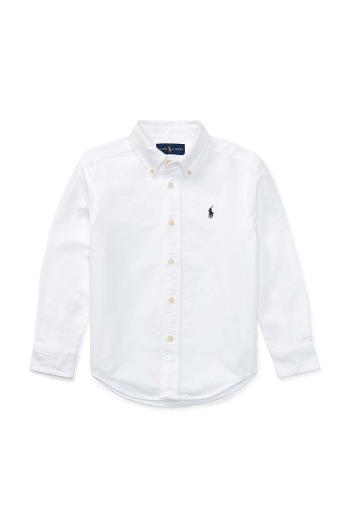 Detská bavlnená košeľa Polo Ralph Lauren biela farba
