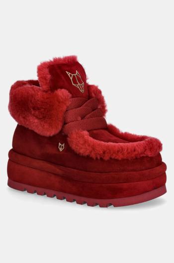 Semišové sněhule Naked Wolfe Bambi vínová barva, Bambi Suede Shearling Burgundy