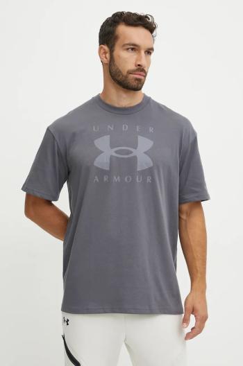 Tričko Under Armour HW Branded pánske, šedá farba, s potlačou, 1389146