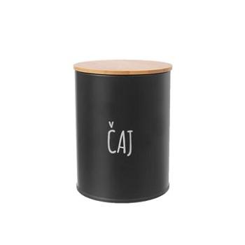 Orion Dóza plech/bambus priemer 9,5 cm Čaj BLACK (153674)