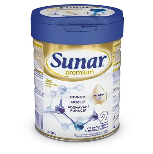 SUNAR Premium 2 Pokračovacie mlieko od ukončeného 6. mesiaca 700 g